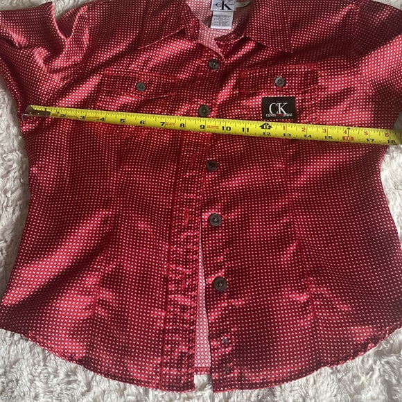 CALVIN KLEIN BUTTON DOWN BLOUSE - Picture 7 of 8